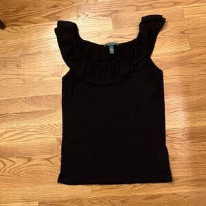 Lauren Ralph Lauren Elegant Black Ruffle Top Size Small